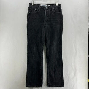 Express Bleus Jeans Women's Sz 7/8 Black Straight Denim High Rise 100% Cotton